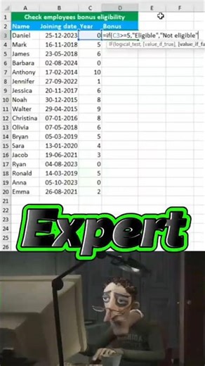 Beginner vs Expert 🔥 Auto Calculate Employee Bonus by Joining Date | Official Excel Pro
