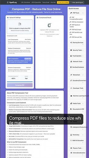 Compress PDF - Reduce PDF File Size Online — in 30 seconds #PDF #Productivity #Docs