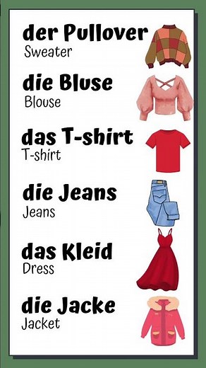 Learn German: Clothing Vocabulary with Fun Visuals | Pullover, Blouse, Dress & More #germanlearning
