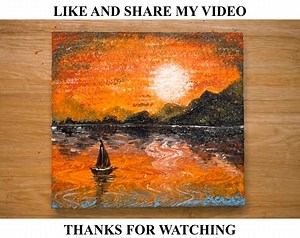 Sailboat _ How to draw a Sunset _ Acrylic painting technique | Work of Art