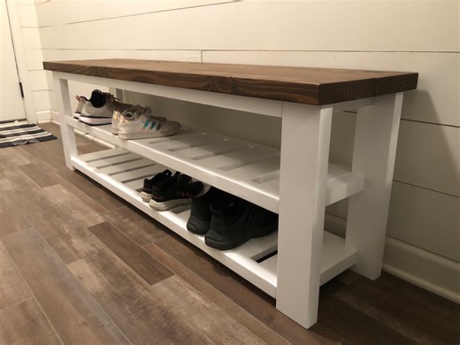 Entryway Bench, Shoe Storage, Shelves, Rustic Storage, Farmhouse - Etsy