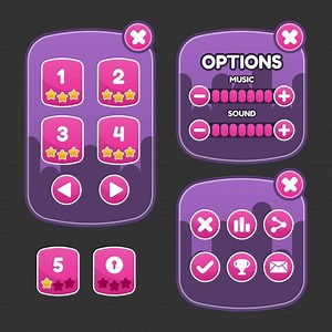 Download Button set designed game user interface GUI for video games, computers. for free