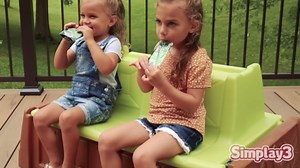 Simplay3 Sand and Water Kids Bench, 2-in-1 Sand and Water Table with Outdoor Storage Bench, Gray and Teal