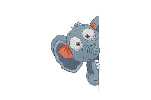 Peeking Elephant Machine Embroidery Design, Cute Baby Elephant File, Instant Download - Etsy