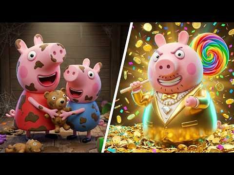🐷🌧️Peppa Pig&George Pig Love Muddy Puddles!🏆✨VS Daddy Pig’s Golden House Challenge | Peppa Animation