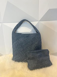 Handwoven Blue Denim Hobo Bag With Matching Pouch: Eco-friendly Carryall - Etsy Canada