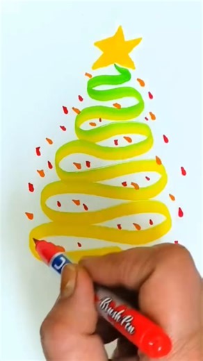 How to draw Christmas Tree for beginners / Merry Christmas Drawing #shorts #christmastree