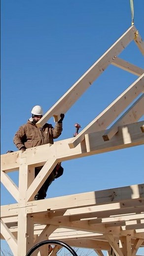 Timber Rafters Assembly to Complete #barnbuild #construction #timberframe #barn