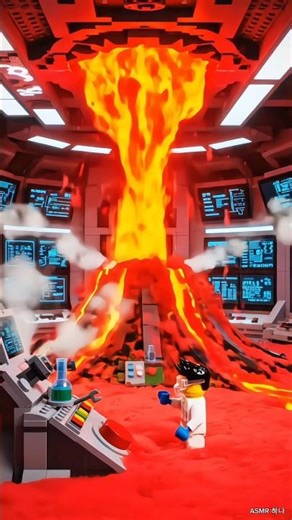 LEGO Scientist ASMR Volcano Brutal #asmr #satisfying #aishorts #aivideo #asmrvideo #lego #asmrsounds