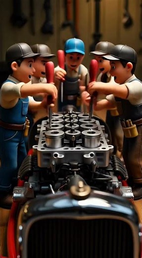 Tiny Workers Assemble a Classic Mini Hot Rod