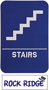 USA MADE - ADA-Compliant Bathroom Door Signs for Offices, Businesses, and Restaurants Raised Braille Stair Sign- 6" x 9" Black Blue Grey Taupe/Tan Colors (Blue, A)