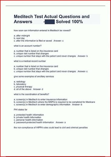 Meditech Test Actual Questions And Answers Solved video