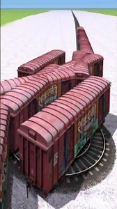 Massive Crazy Train Crossing On Circle Bumpy Tracks 💥🤯🔥 BeamNG.Drive – Train simulator #shorts