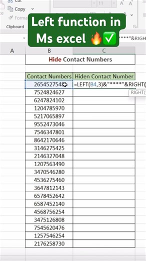 Left function in ms excel 🔥✅ #excel #exceltips #exceltricks #algorithm #youtube #ytt #excelformula