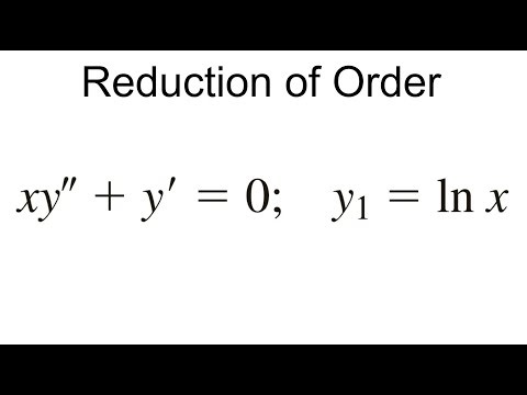 Differential Equations Reduction of Order Example | xy'' + y' = 0; y1= lnx