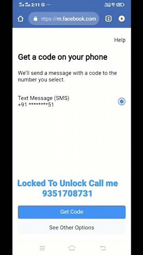 facebook account without identity open get code on your phone option #facebook #locktounlock