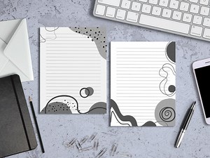 Abstract printable writing paper, 15 different designs, lined and unlined, US letter size