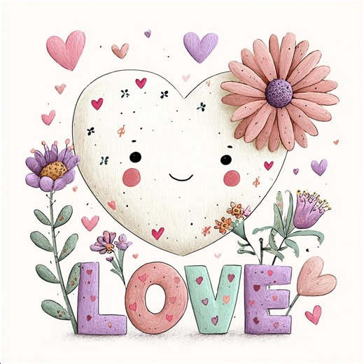 Heart Garden Love CLIPART, Smiling Heart With Flowers, Pastel Valentine Design, Whimsical Love Art, Floral Romance Illustration - Etsy