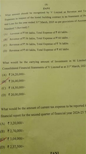 CA INTER JAN 26 ADVANCED ACCOUNTING MCQ SOLUTION