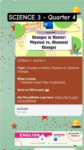 SCIENCE 3 - Quarter 4 | Changes in Matter: Physical vs. Chemical Changes