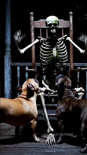 These Dogs Got So Scared of a Skeleton #halloween #dogs #scary #spooky #skeleton #frenchbulldog