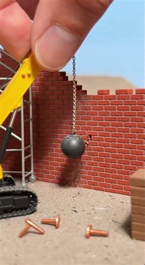 Tiny Wrecking Ball Destroys Mini Building