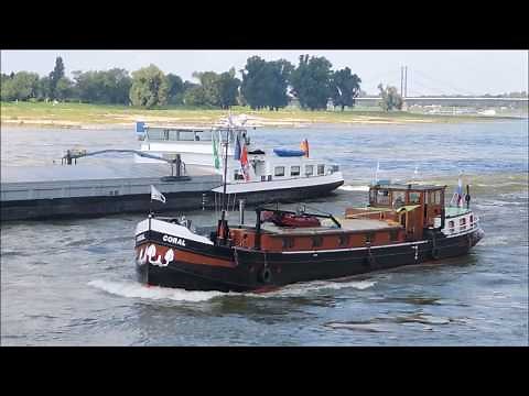 umgebautes Frachtschiff CORAL auf dem Rhein bei Düsseldorf (Archivvideo)