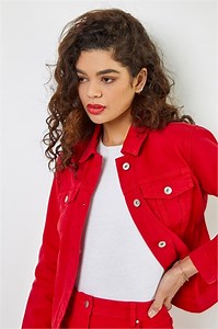 Red Classic Cotton Denim Jacket | Roman UK