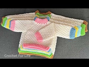 Easy Crochet sweater/Crochet baby sweater/Easy crochet baby Cardigan / Crochet for life Cardigan1924