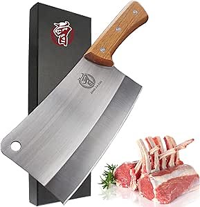 ZENG JIA DAO Meat Cleaver - 7'' Heavy Duty Butcher Knife Meat Chopper Bone Cutting Knife - High Carbon German Stainless Steel - Pearwood Handle for Home Kitchen and Restaurant 2025 Gifts