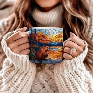 Stained Glass Beaver Mug | Beaver Cup | Colorful Wildlife Coffee Cup | Unique Animal Gift | Rustic Home Decor & Nature Lover's Collection | - Etsy