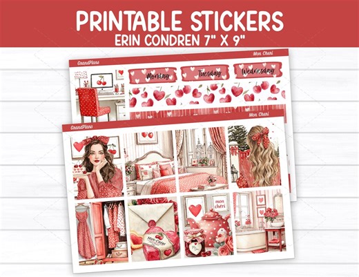 Mon Cheri Weekly Sticker Kit for Erin Condren and Vertical Planners (printable) - Etsy