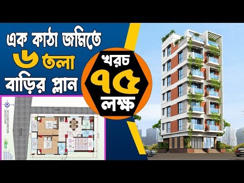 এক কাঠা জমিতে ৬ তলা বাড়ির প্লান খরচ ৭৫ লক্ষ | Low cost 6 storied Building plan design with cost