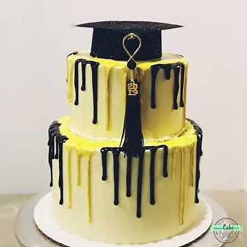 Black & Gold Graduation Cake