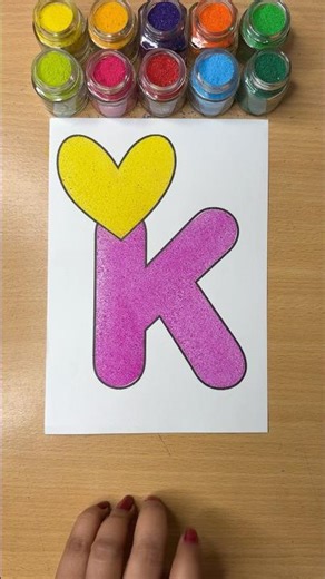 Yellow Heart 💛 + Pink K Sand Art | Satisfying ASMR No Music #shorts