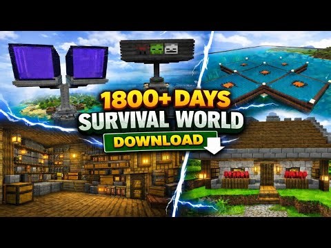 1800+ Days Minecraft Survival World Download For Minecraft PE | Huge Survival Base