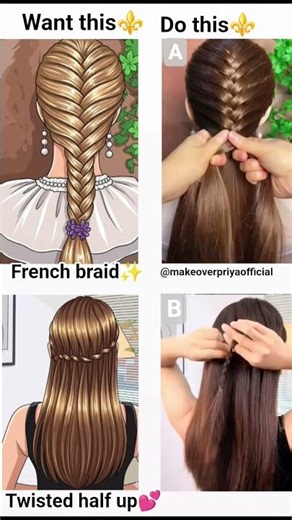 French Braid ✨ + Twist Half-Up 💫 | Easy & Elegant Hairstyle