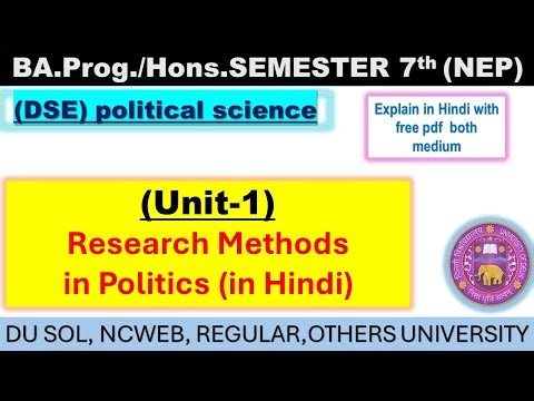 Unit-1: Introduction to Research Methods in Politics | DU Political Science Hons Semester 7 #du