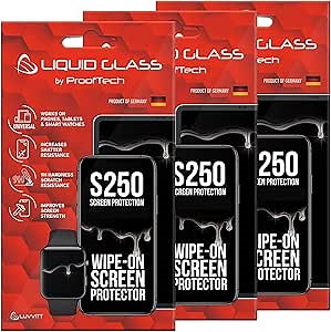 ProofTech 3 Pack Liquid Glass Screen Protector with $250 Screen Protection (each) for All Smartphones Tablets and Watches - Universal Fit