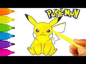 Coloring Pokémon Pikachu Book Page – Baby Kids Learn to Paint Easy