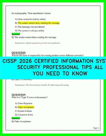 CISSP 2026 CERTIFIED INFORMATION SYSTEMS SECURITY PROFESSIONAL TIPS ALL YOU NEED TO KNOW GUIDE 26
