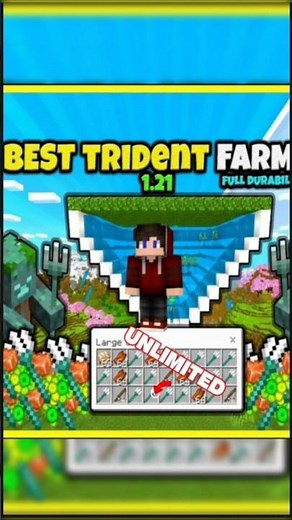 BEST DROWNED AND TRIDENT FARM!! (VERY FAST!) In Minecraft Bedrock 1.21#shorts #viral