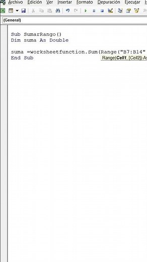 Código VBA para sumar rangos en Excel fácil