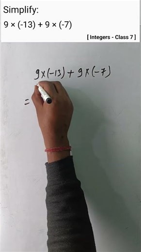 Simplify: 9×(-13)+9×(-7) |Integers |Class 7 |Maths Pintu Kumar Saw |Shorts