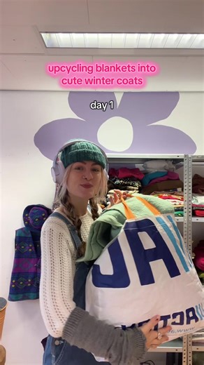 let’s upcycle wool blankets into cute winter coats - day 1 ✂️ spend the whole afternoon making new designs, adjusting patterns, cutting all the pieces. to be continued…💖🫶 #upcycledfashion #sewing #thriftflip #blanketcoat #upcycledclothing