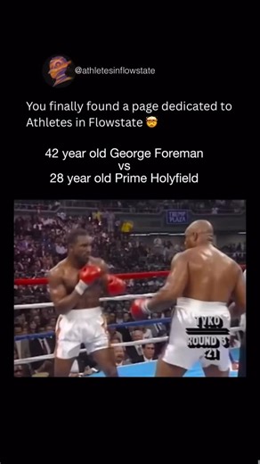 Athletes in Flow State on Instagram: "At 42 years old, George Foreman stepped back into the ring against a 28-year-old Evander Holyfield in one of boxing’s most unforgettable generational clashes. Many expected Foreman to be outmatched, but instead he proved that power, experience, and grit can still threaten a champion in his prime. Holyfield showed elite speed and discipline, but Foreman’s toughness turned the fight into a war. Every round became a test of heart, reminding the world that age d