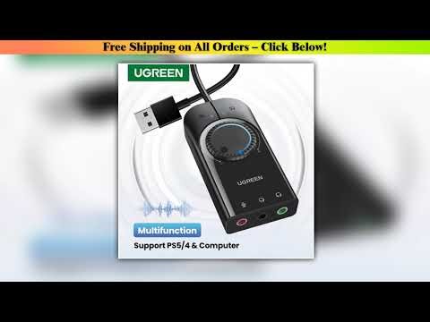 UGREEN Sound Card USB Audio Interface External 35mm Microphone Audio Adapter Soundcard for PC Lapto