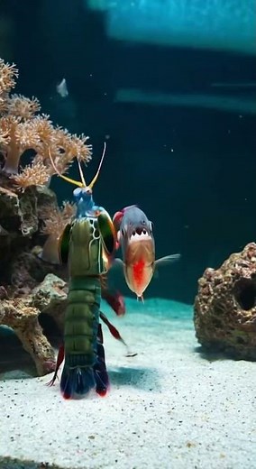 Mantis Shrimp Takes Down PIRANHA FISH in EPIC Battle