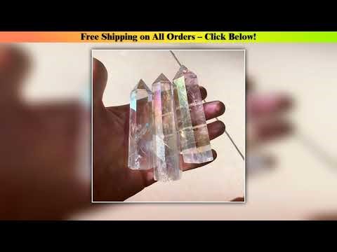 Natural Clear Quartz Electroplating Rainbow Crystal Point Wand Healing Crystals Column Crafts