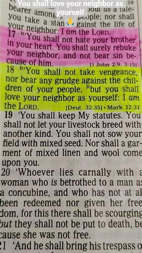 Leviticus 19-17:18 You shall Love your neighbors as yourself 🙏